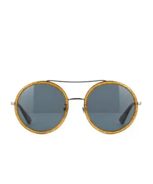 Gucci GG0061S 004 Ruthenium Blue Round Sunglasses-20239416