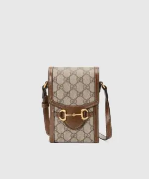 Gucci Horsebit 1955 Mini Bag, Brown Leather Trim-20257266