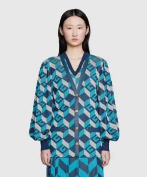 Gucci Lamé Jacquard Cardigan with Geometric G-20247504