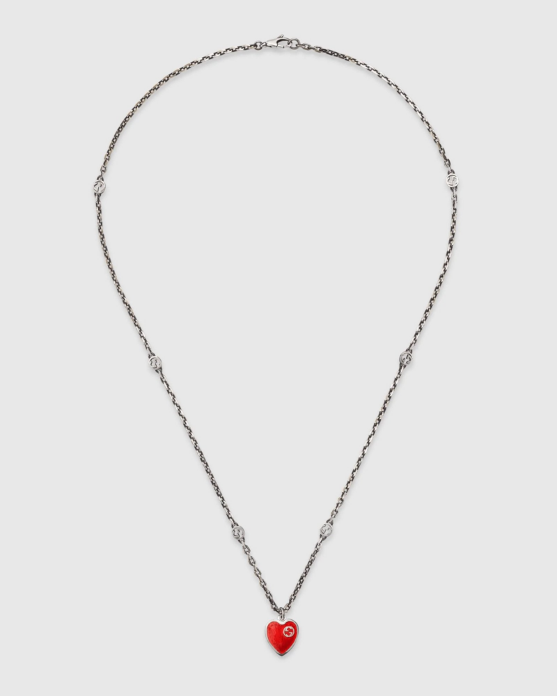 Gucci Necklace with Interlocking G enamel Heart - Image 3