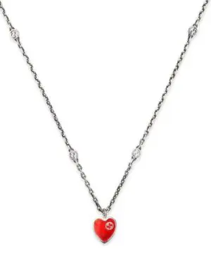 Gucci Necklace with Interlocking G enamel Heart-20253030