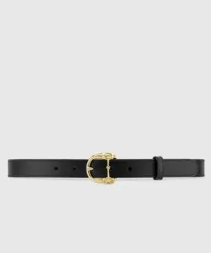 Gucci Thin Belt With Horsebit Buckle, Black-20255792