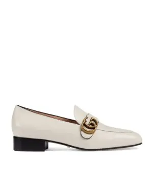 Gucci White Leather Loafers With Double G-20248838