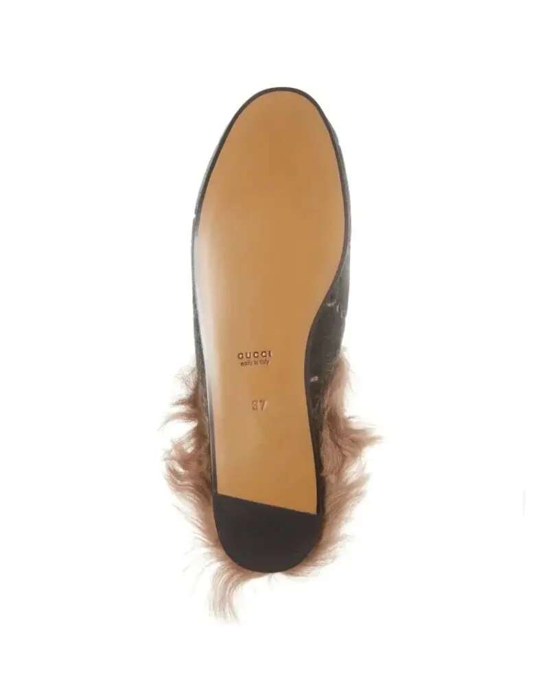 Gucci Women's Princetown Fur-lined GG Velvet Slipper - Natural - Image 5