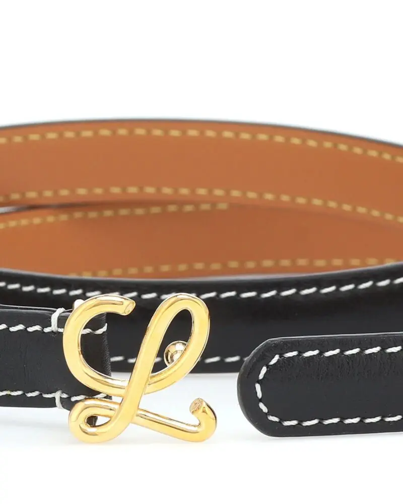 Loewe 1.5cm Black Leather Logo-Plaque Belt - Image 5