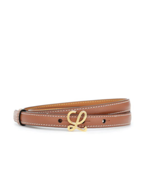 Loewe 1.5cm Brown Leather Logo-Plaque Belt-20252836