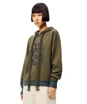 Loewe Anagram Logo-Embroidered Cotton Hoodie-20249932