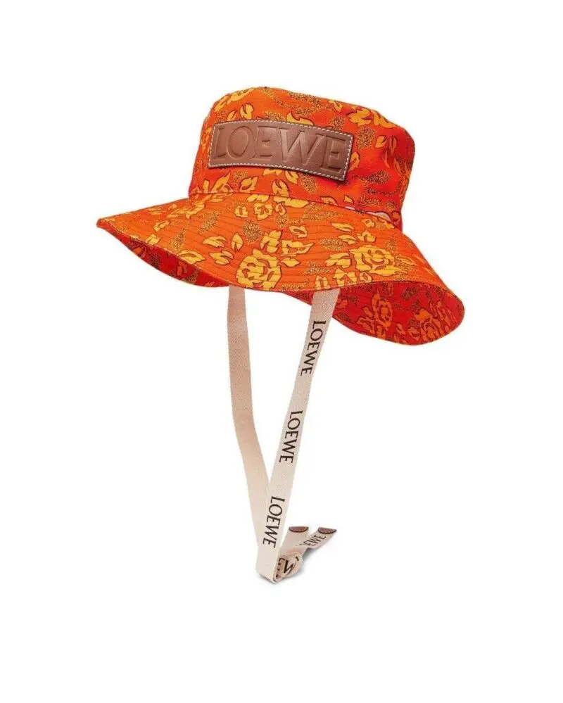 Loewe Paula's Ibiza Cotton Bucket Hat In Orange-20256647
