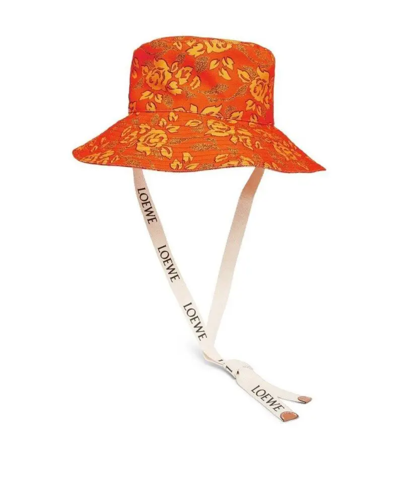 Loewe Paula's Ibiza Cotton Bucket Hat In Orange-20256648