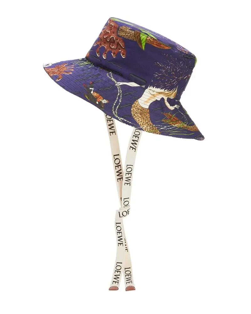 Loewe Paula's Ibiza Mermaid-Print Canvas Bucket Hat - Image 2