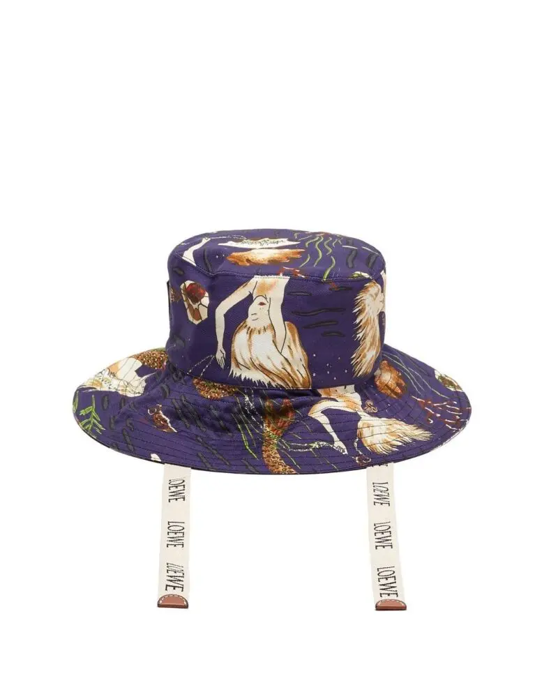 Loewe Paula's Ibiza Mermaid-Print Canvas Bucket Hat - Image 3