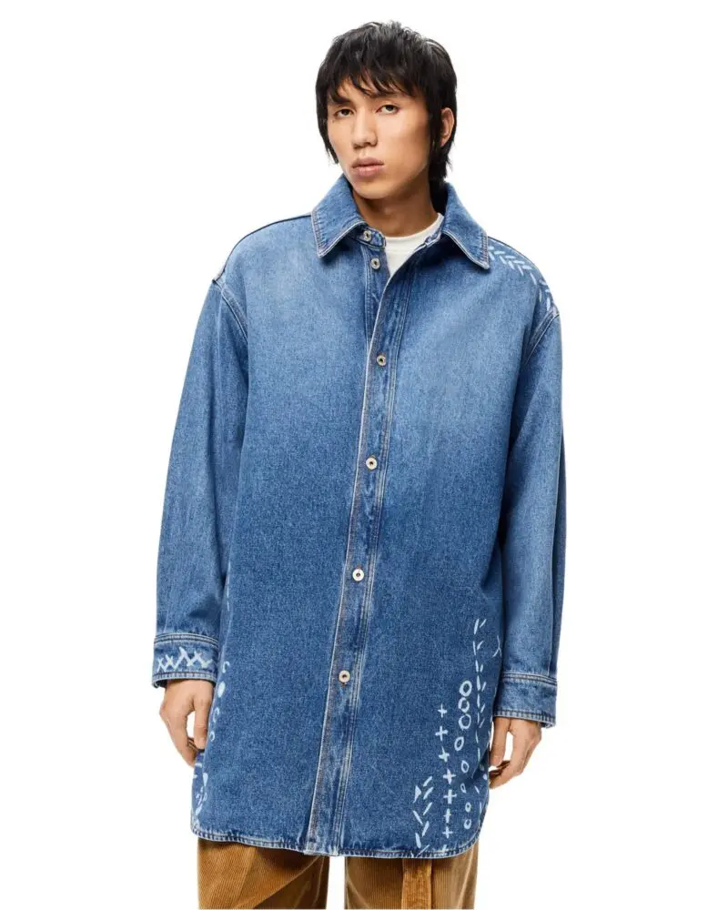 Loewe Printed Oversize Denim Overshirt In Cotton-20244306