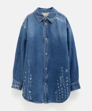 Loewe Printed Oversize Denim Overshirt In Cotton-20244307