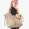 MCM Reversible Liz Medium Shopper in Visetos In Beige-20251333