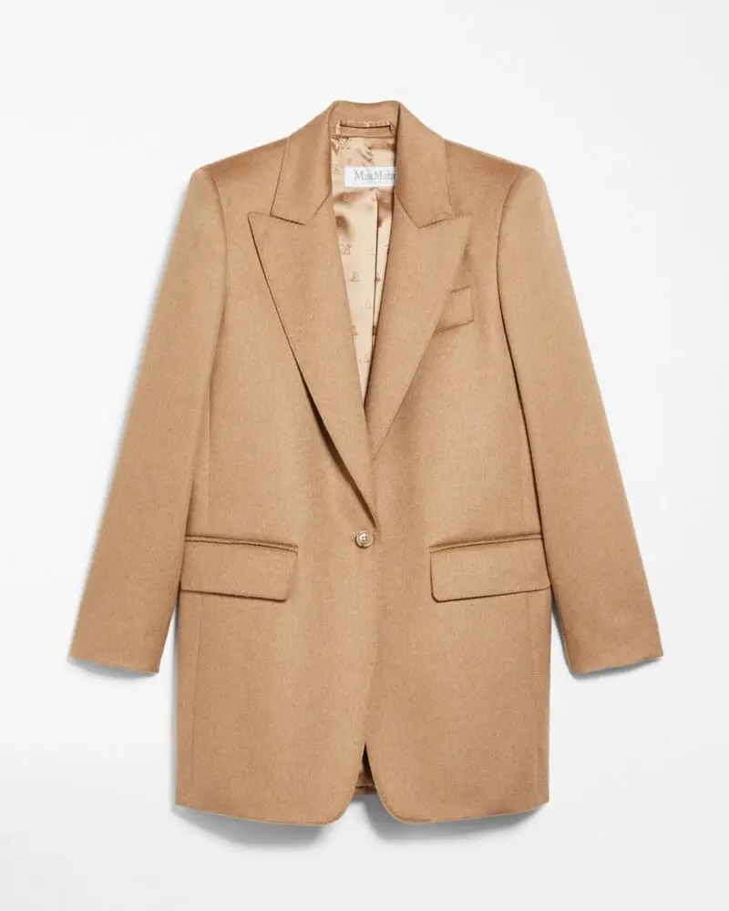Max Mara Eva One-Button Front Peak-Lapel Wool Jacket-20246919