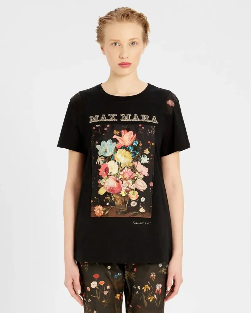 Max Mara Printed Cotton Jersey T-Shirt, Black-20253664