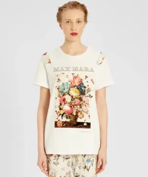 Max Mara Printed Cotton Jersey T-Shirt, White-20253653