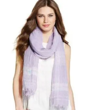 Polo Ralph Lauren Linen Gauze Plaid Wrap Neon Rose-20229662