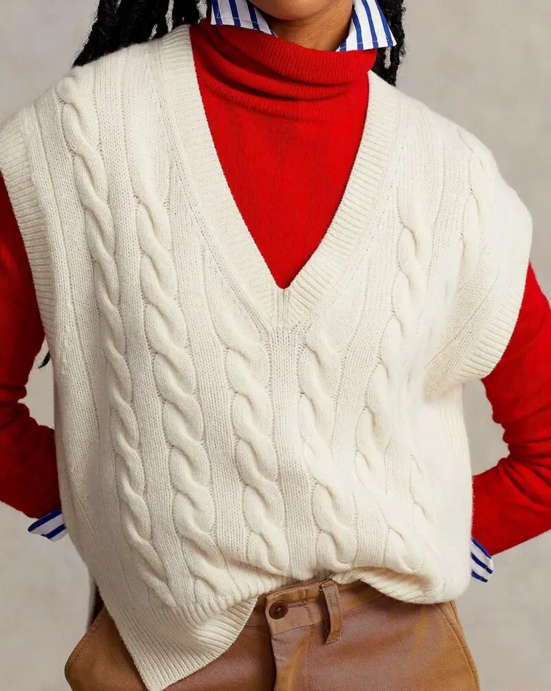 Polo Ralph Lauren Sleeveless Cable-Knit Sweater In Beige - Image 2