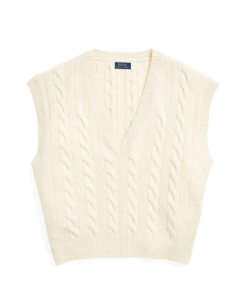 Polo Ralph Lauren Sleeveless Cable-Knit Sweater In Beige - Image 5