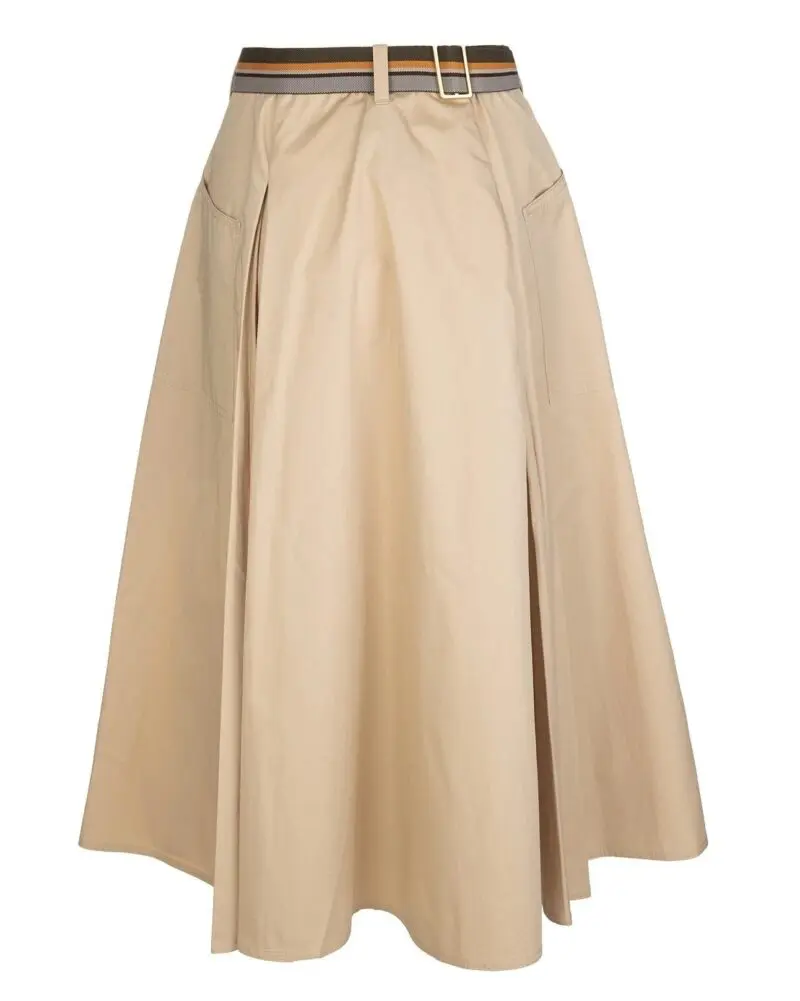 Tory Burch A-Line Poplin Pleated Skirt - Image 3