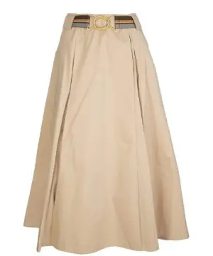 Tory Burch A-Line Poplin Pleated Skirt-20249857
