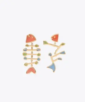 Tory Burch Fish Multi-Color Mismatched Earring-20255171