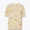Tory Burch Floral Embroidered Short-Sleeve Pullover-20253919