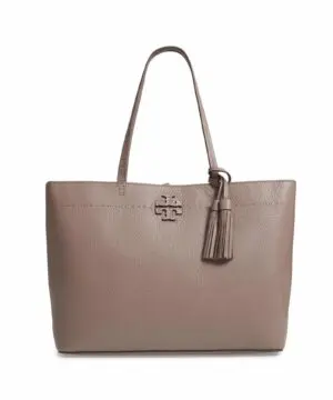 Tory Burch McGraw Leather Tote, Silver Maple-20256948