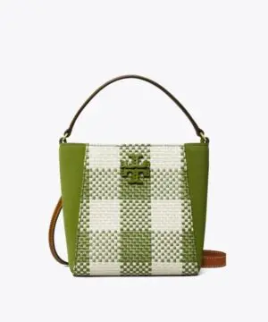 Tory Burch Mcgraw Woven Plaid Small Bucket Bag-20252041
