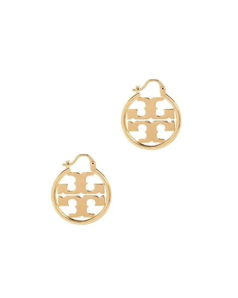 Tory Burch Miller Enamel Small Hoop Earring, Gold - Image 3