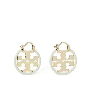 Tory Burch Miller Enamel Small Hoop Earring, Ivory-20251254