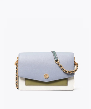 Tory Burch Robinson Color-Block Mini Shoulder Bag, Cloud Blue-20257043