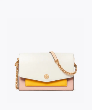 Tory Burch Robinson Color-Block Mini Shoulder Bag, New Ivory-20257036
