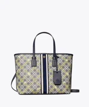 Tory Burch T Monogram Floral Vine Small Top-Zip Tote Bag In Navy-20252019