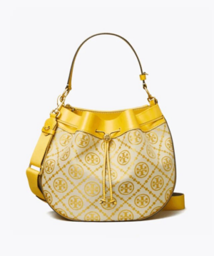 Tory Burch T Monogram Jacquard Drawstring Hobo, Goldfinch-20257107