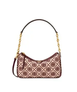 Tory Burch T Monogram Jacquard Studio Bag In Claret/New Cream-20243239