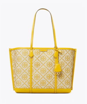 Tory Burch T Monogram Jacquard Triple-Compartment Tote, Goldfinch-20257092