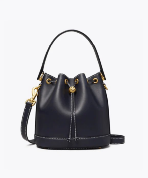 Tory Burch T Monogram Leather Bucket Bag, Black-20258089