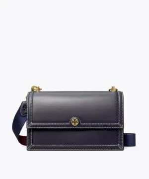 Tory Burch T Monogram Leather Shoulder Bag In Midnight-20251698