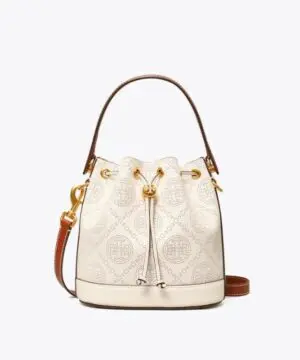 Tory Burch T Monogram Perforated Leather Bucket Bag-20251651