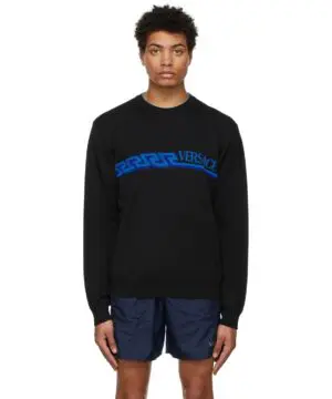 Versace Men's Black Greca & Logo Sweater-20238401