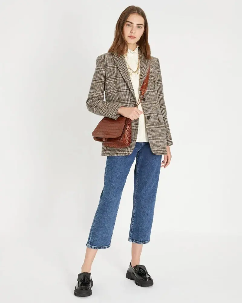 Weekend Max Mara Yarn-dyed Glen Plaid Wool Blazer - Image 2