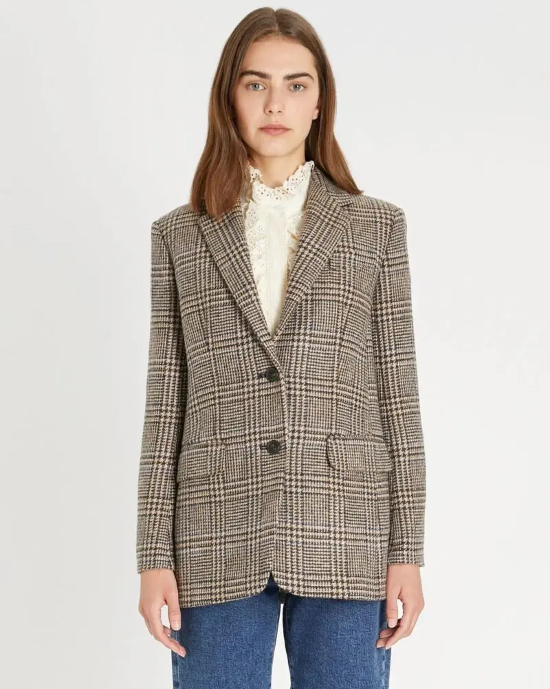 Weekend Max Mara Yarn-dyed Glen Plaid Wool Blazer-20246932