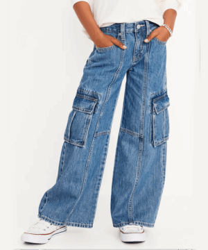 High-Waisted Super Baggy Wide-Leg Cargo Jeans for Girls