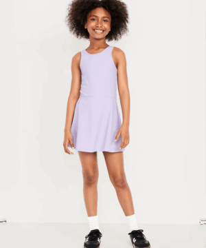 Sleeveless Ribbed Athletic Dress for Girls
