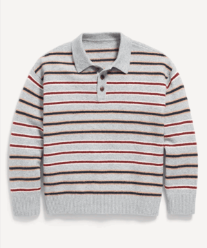 Oversized Long-Sleeve Collared Sweater for Boys