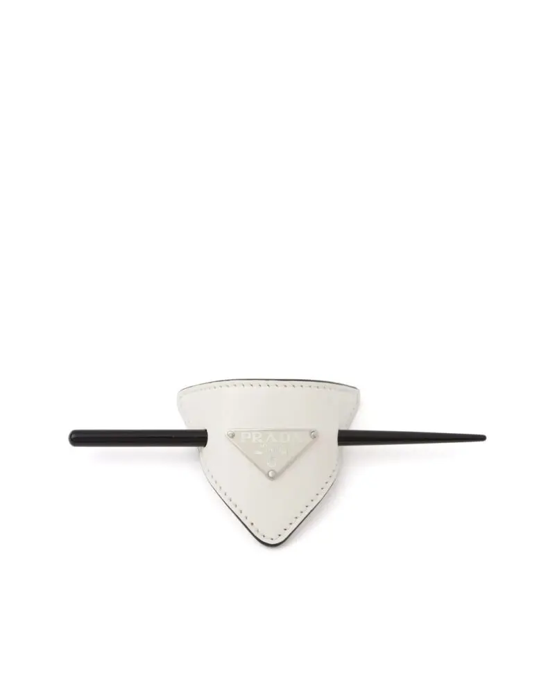 Prada White Leather Hair Clip - Image 2
