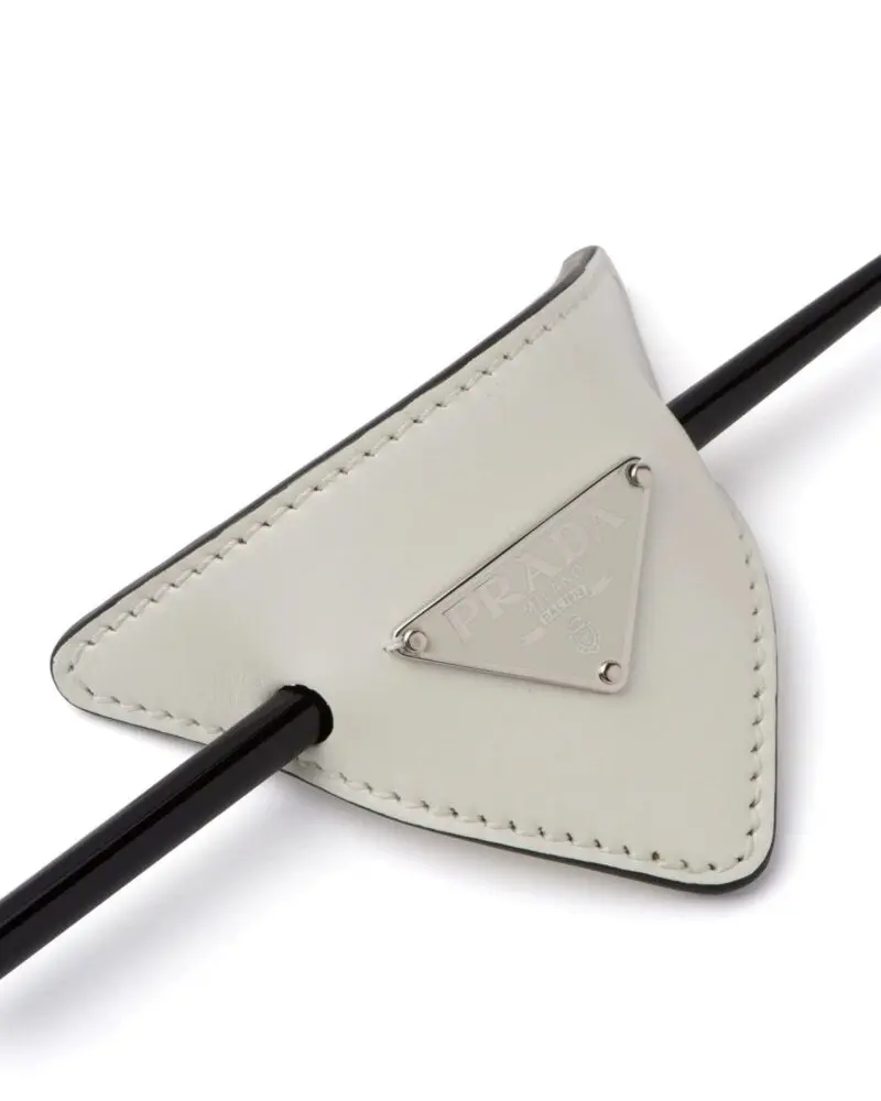 Prada White Leather Hair Clip - Image 3
