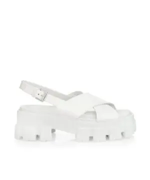Prada White Lug-Sole Leather Platform Slingback Sandals-20256561